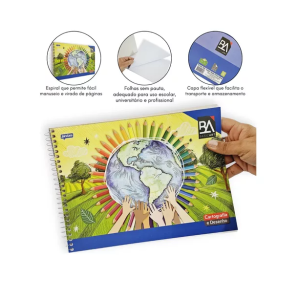 Caderno Desenho/Cartografia Espiral 48 Fl Capa Flex Jandaia