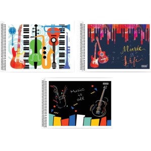 Caderno Musica 1/4  Espiral 40 FL Capa Flex S.D